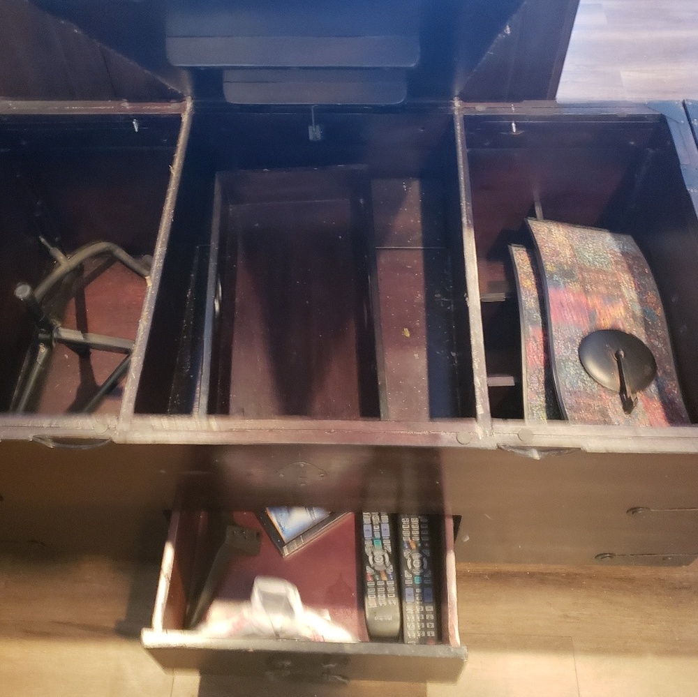 Wood chest with plenty of storage.